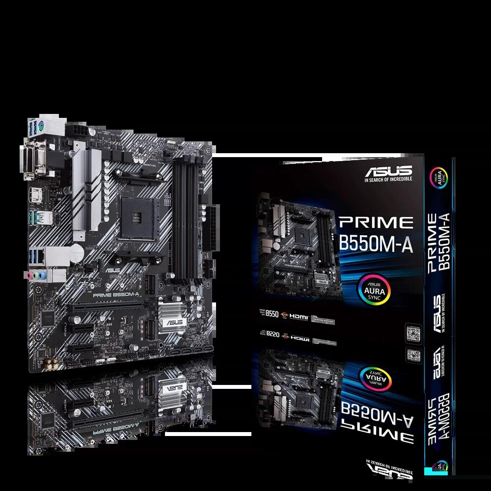 ASUS PRIME B550M-A AMD B550 (Ryzen AM4) ũ ATX ,  M.2, PCIe 4.0, 1 GB ̴, HDMI, D-Sub, DVI, SATA 6 Gbp